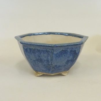 handgetöpferte Bonsaischale blau