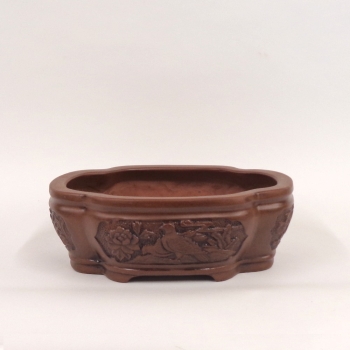 ovale Bonsaischale mit Motiv vorn