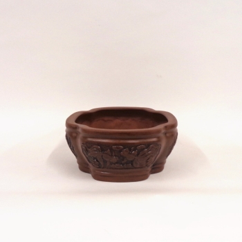 Preview: ovale Bonsaischale mit Motiv hinten