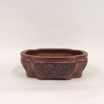 Preview: ovale Bonsaischale mit Motiv hinten