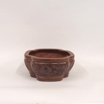 Preview: ovale Bonsaischale mit Motiv rechts