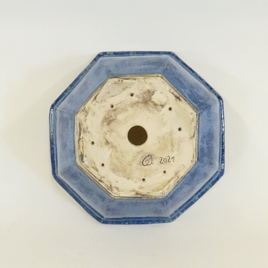 handgetöpferte Bonsaischale blau