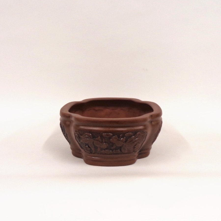 ovale Bonsaischale mit Motiv hinten