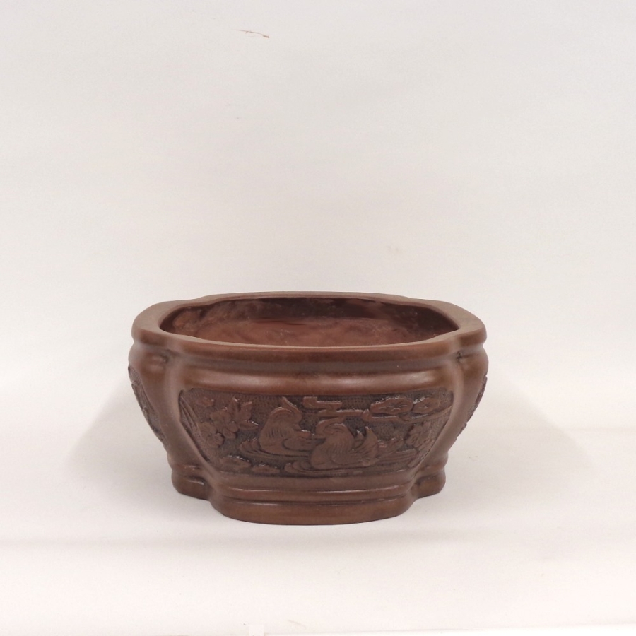 ovale Bonsaischale mit Motiv rechts