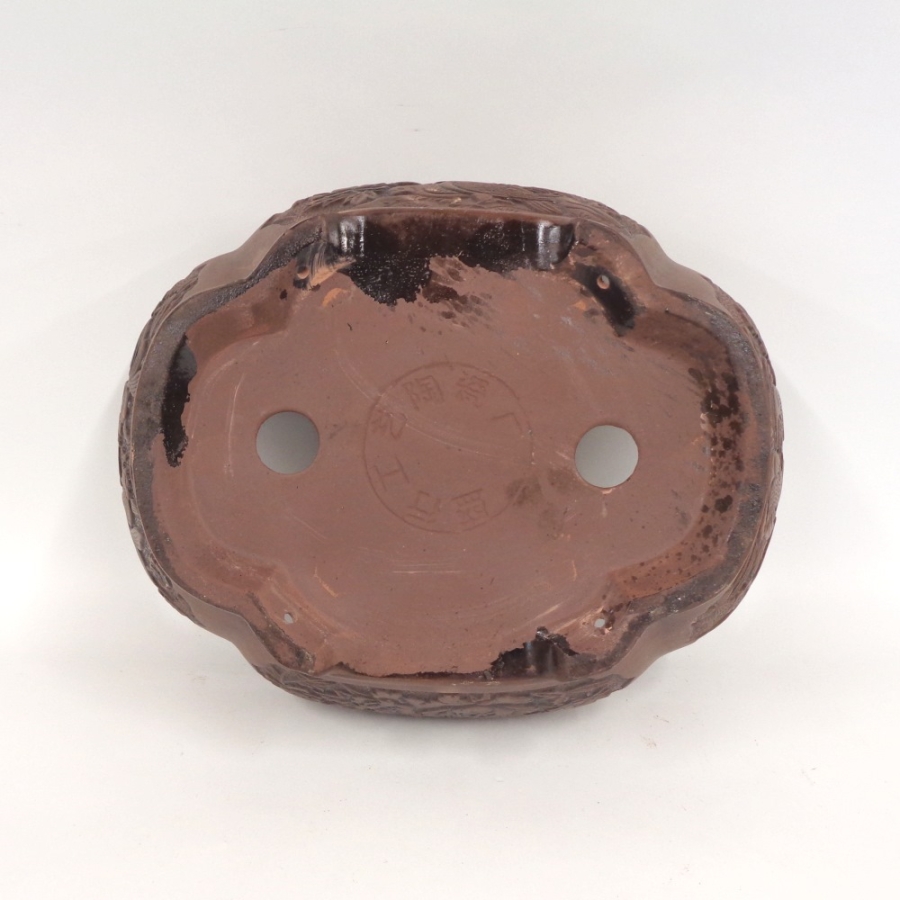 ovale Bonsaischale mit Motiv unten