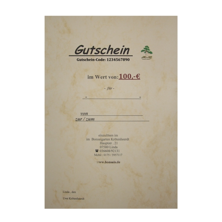 Gutschein Bonsai 100 Euro