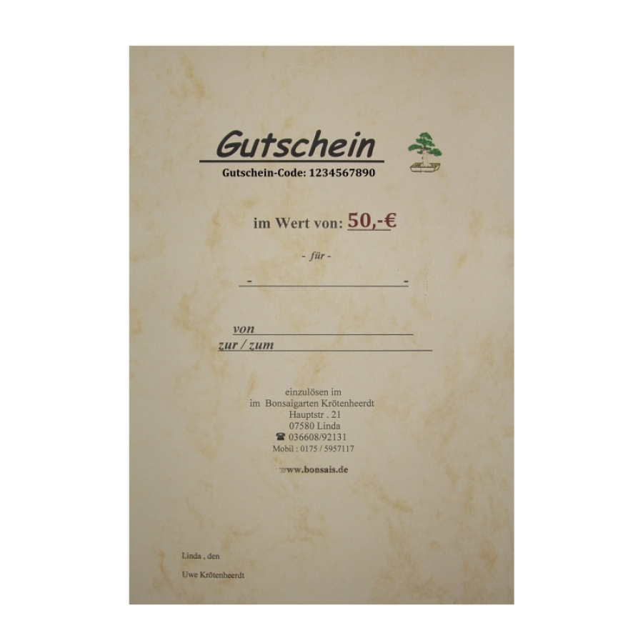 Gutschein Bonsai 50 Euro