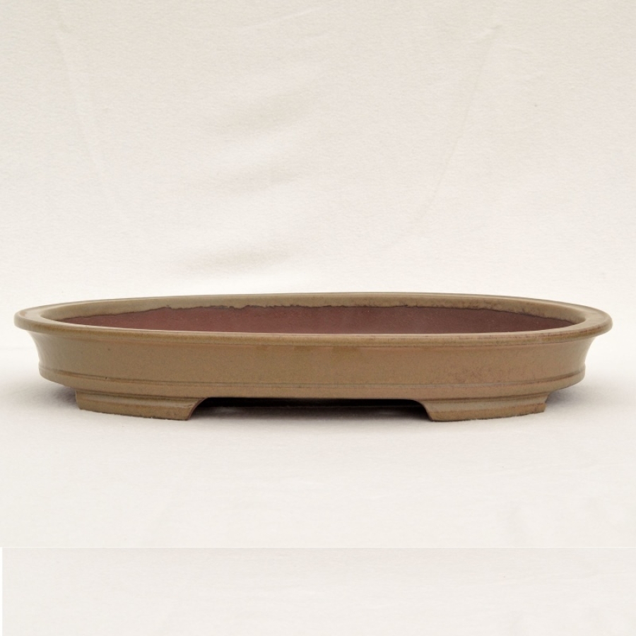 Ovale Bonsaischale beige matt