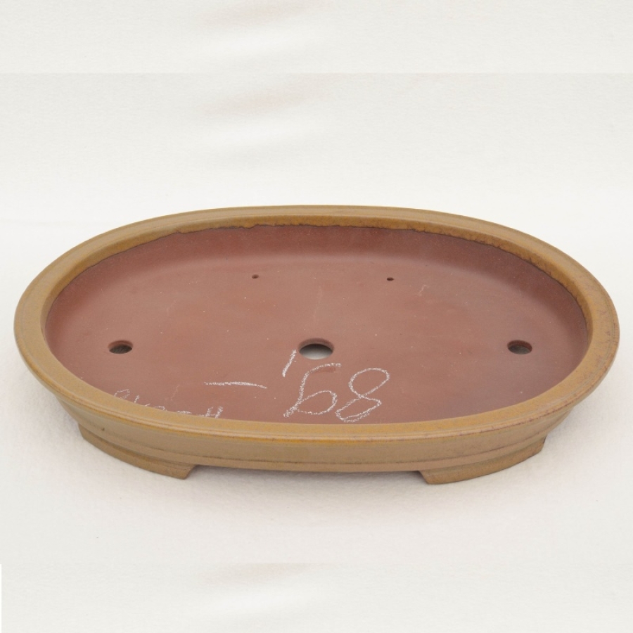 Ovale Bonsaischale beige matt